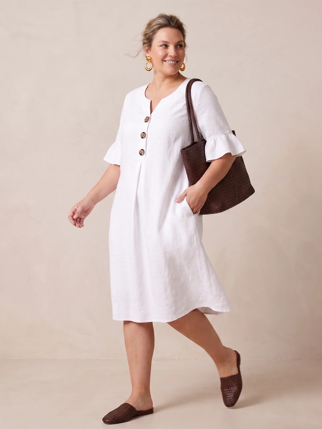 Larui Plus-Size Women's Elegant Casual Pocket Dress