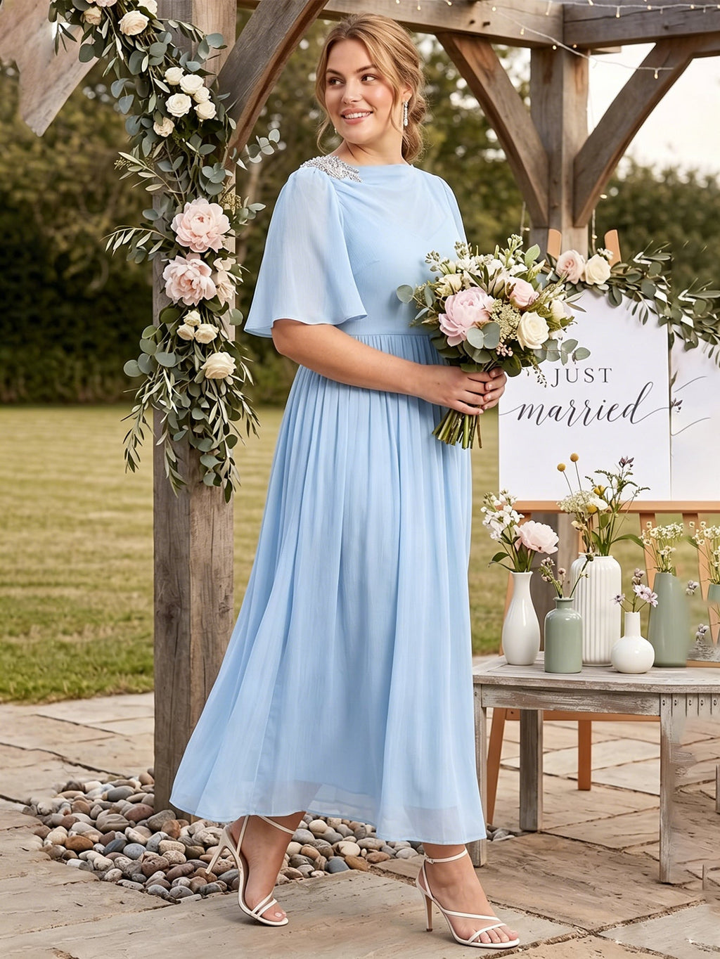 Larui Plus Size Women's Chiffon Dress