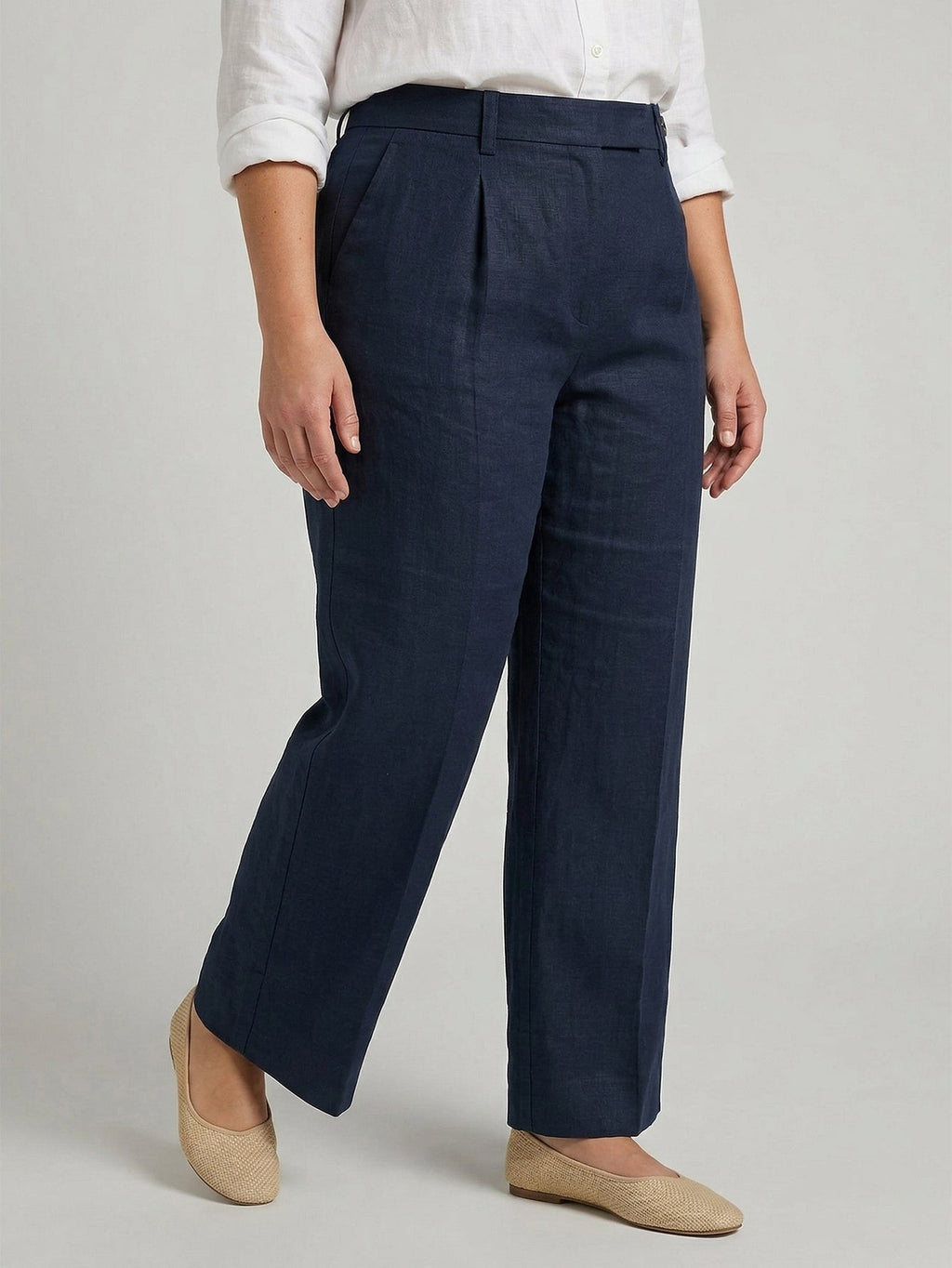 Larui Plus Size Women's Linen Straight-Leg Trousers