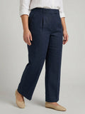 Larui Plus Size Women's Linen Straight-Leg Trousers