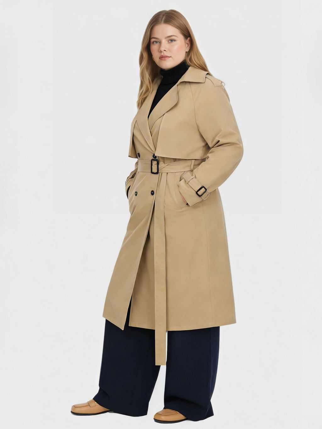Larui Plus Size Women's Trench Coat