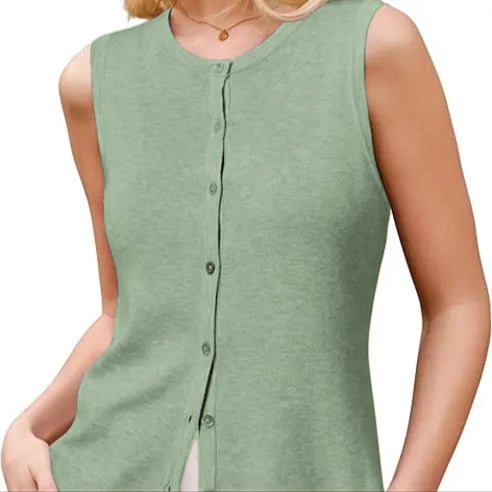Women's SummerVibes Wool Blend Tank Top Button Down Non See Through Casual Business Outfit 2026