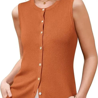 Women's SummerVibes Wool Blend Tank Top Button Down Non See Through Casual Business Outfit 2026