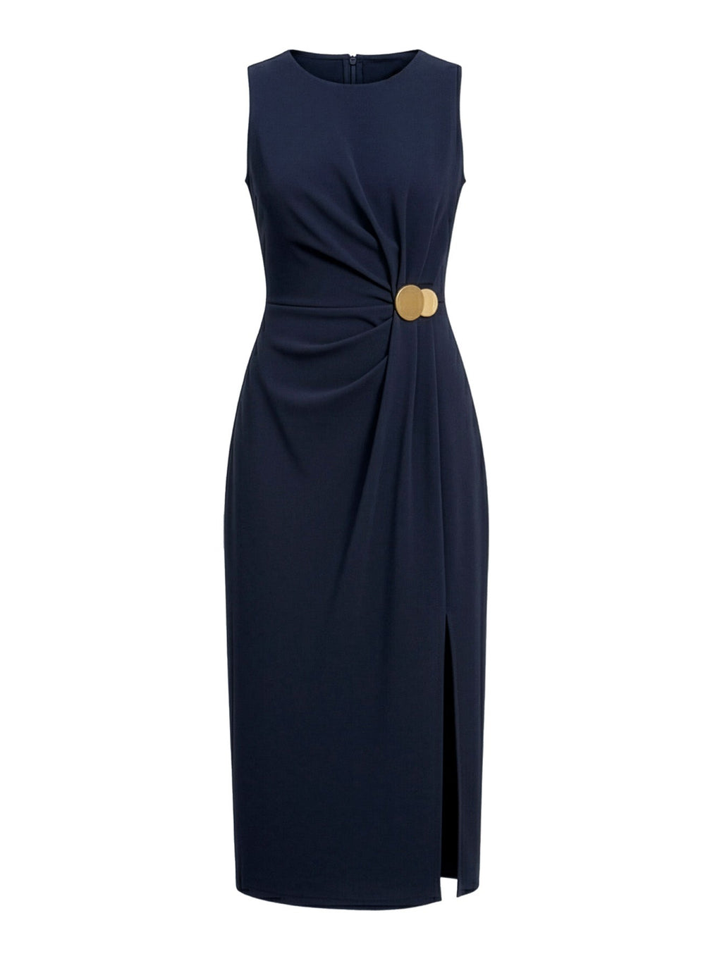 Larui Plus Size Women's Solid Crew Neck Sleeveless Dress