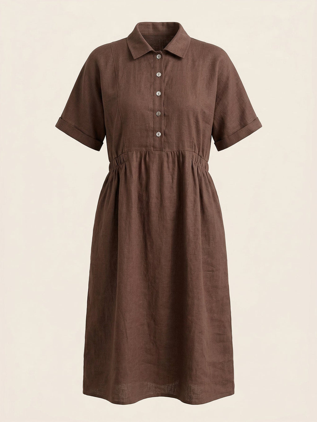 Larui Plus Size Women's Fitted Linen Pocket Dress