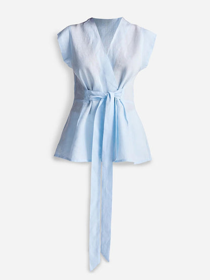 Larui Plus Size Women's Linen Tie-Up Top