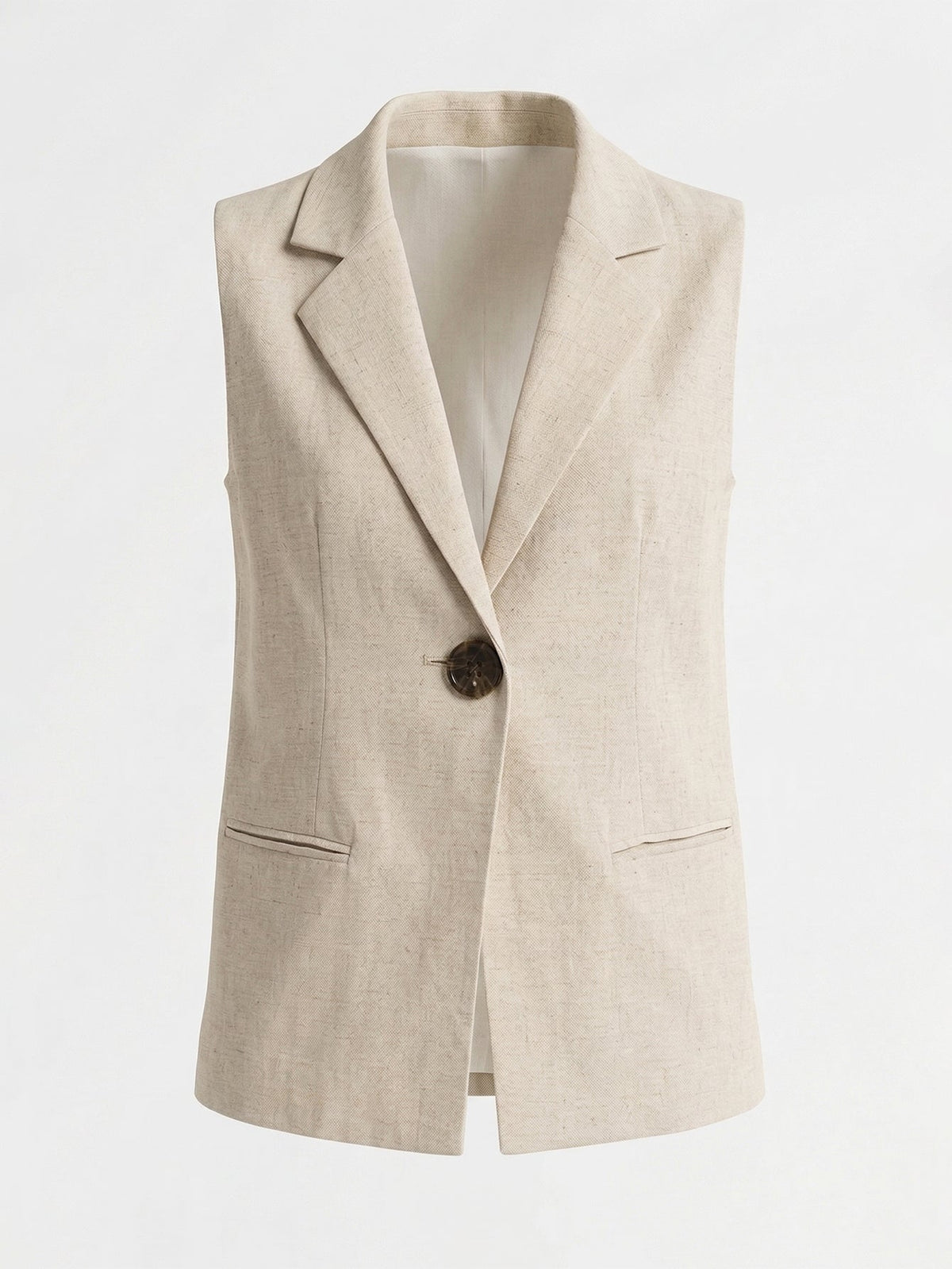 Larui Plus Size Women's Elegant Linen Pocket Vest