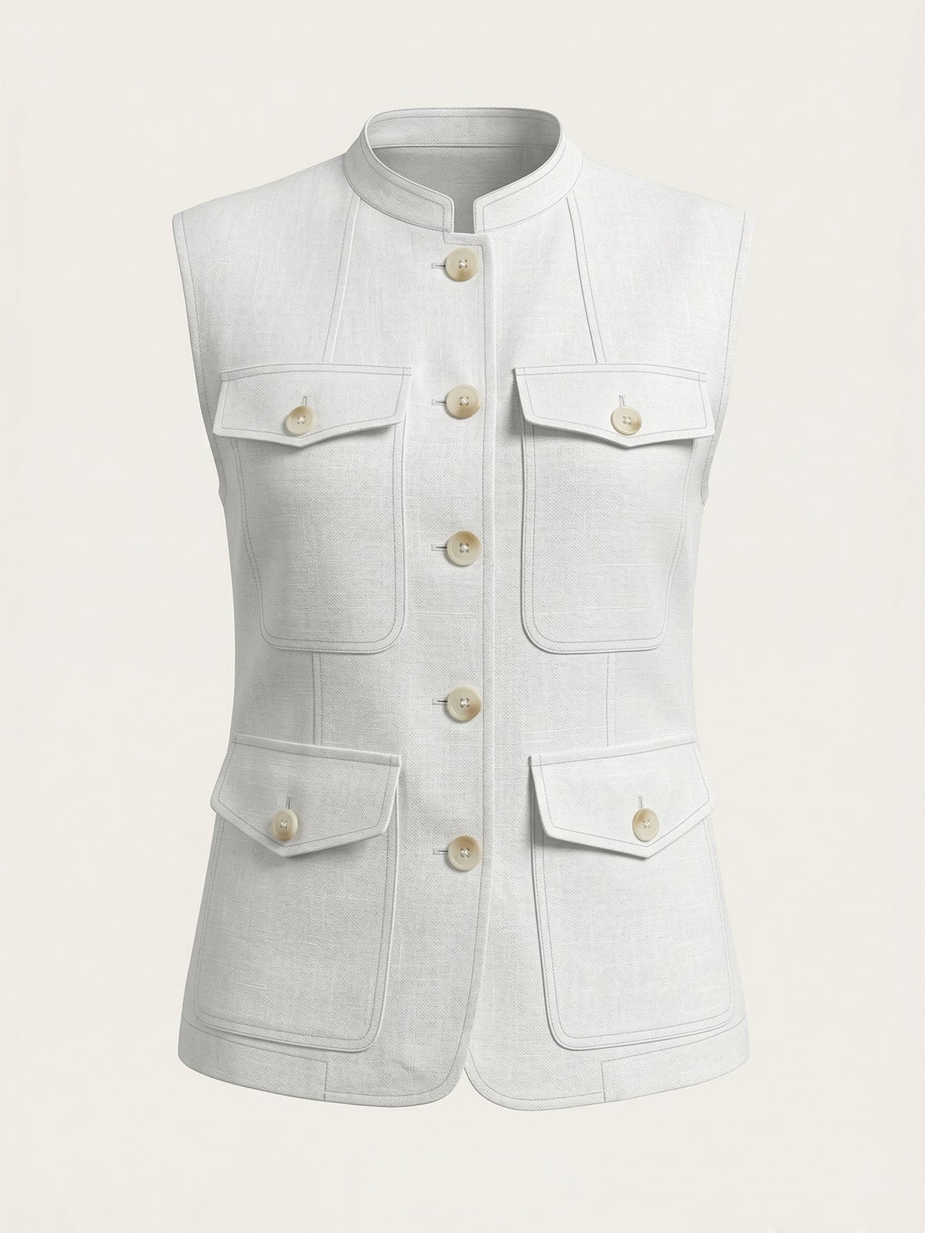 Larui Plus Size Women's Pocket Linen Vest
