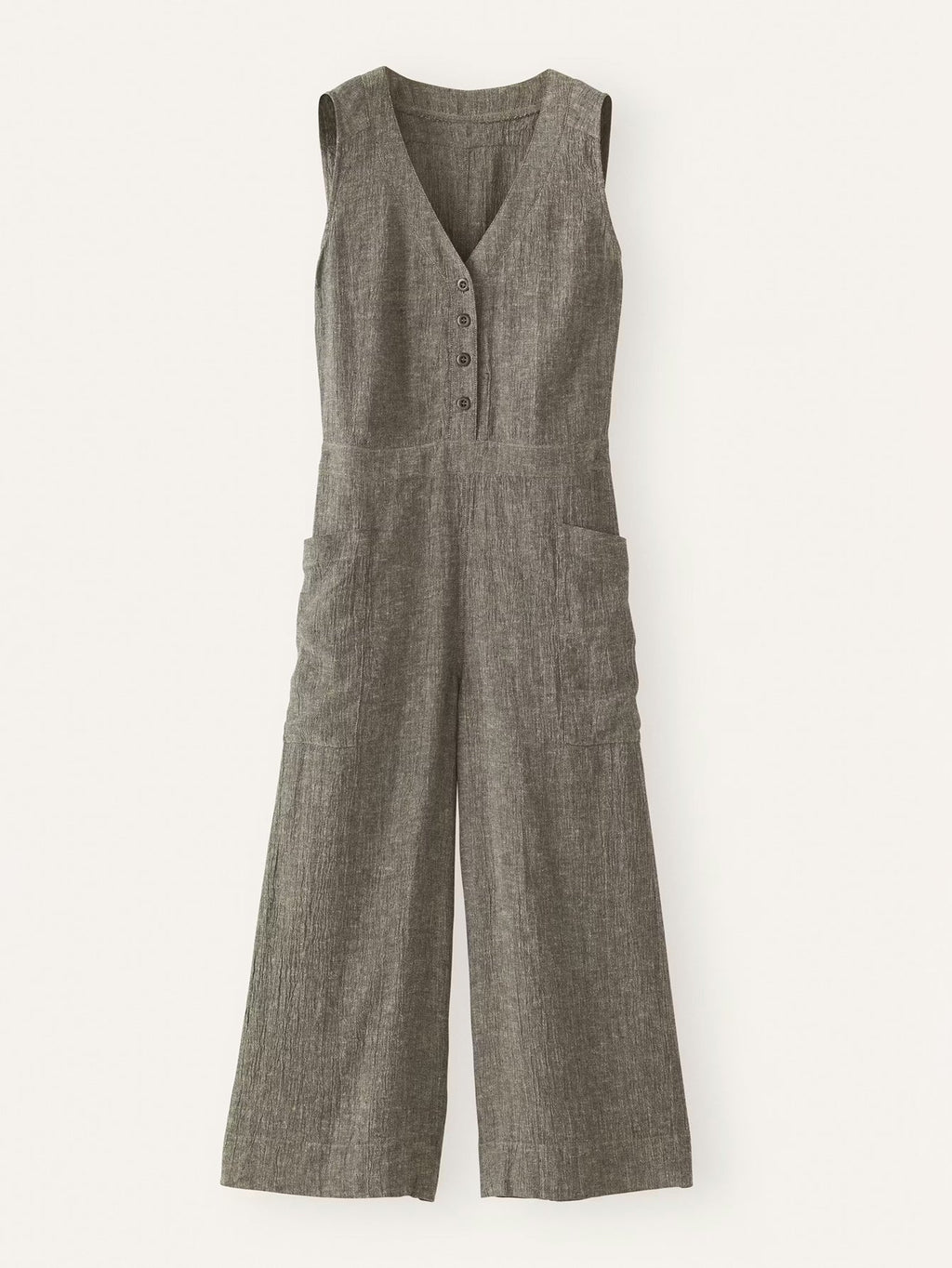 Plus Size Women's Elegant Pocket Linen Jumpsuit