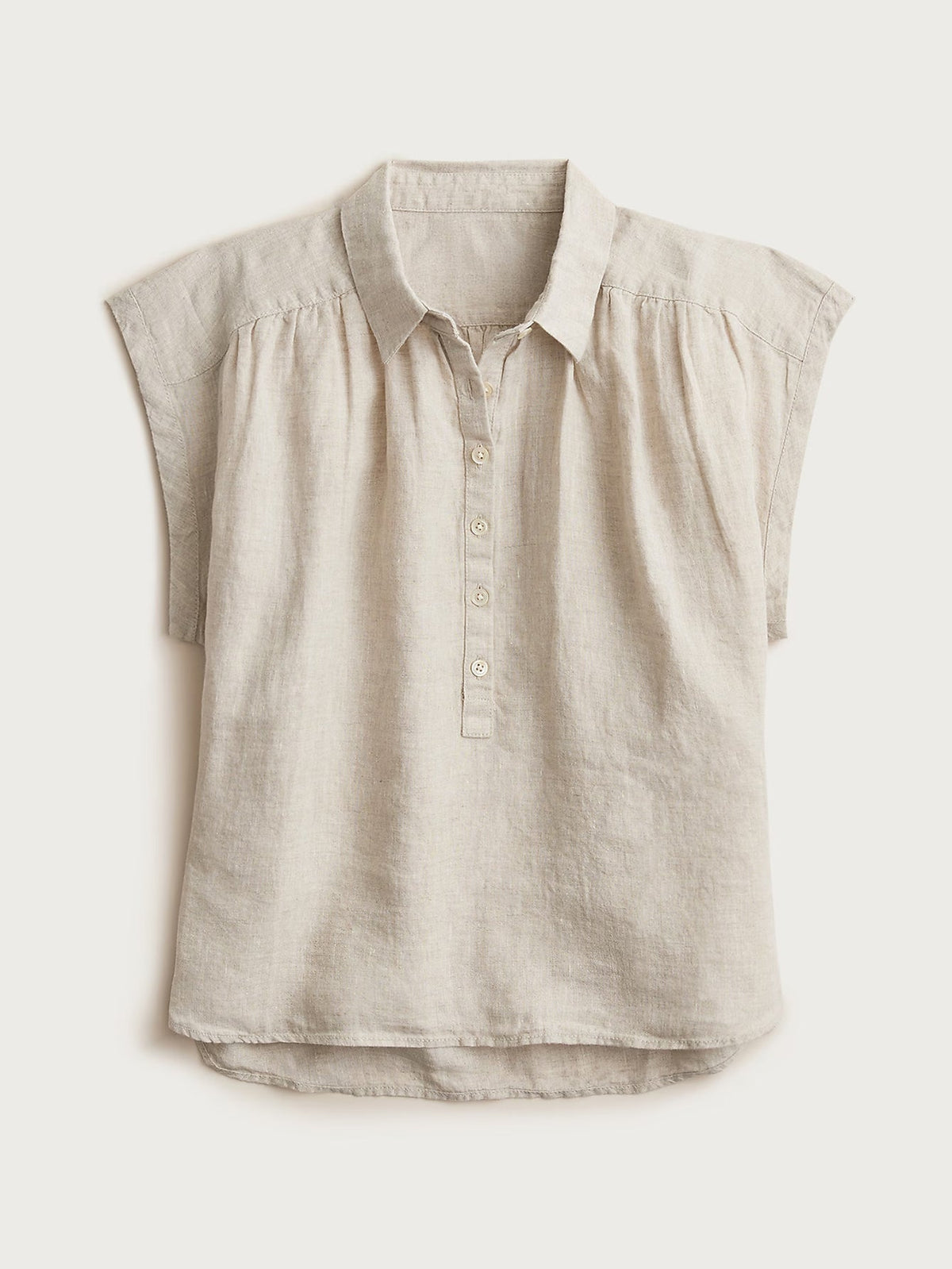 Larui Plus Size Women's Pleated Linen Shirt