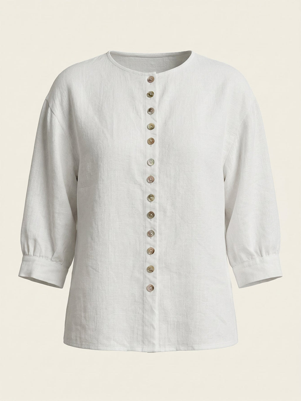Larui Plus Size Women's Shell Button Linen Shirt