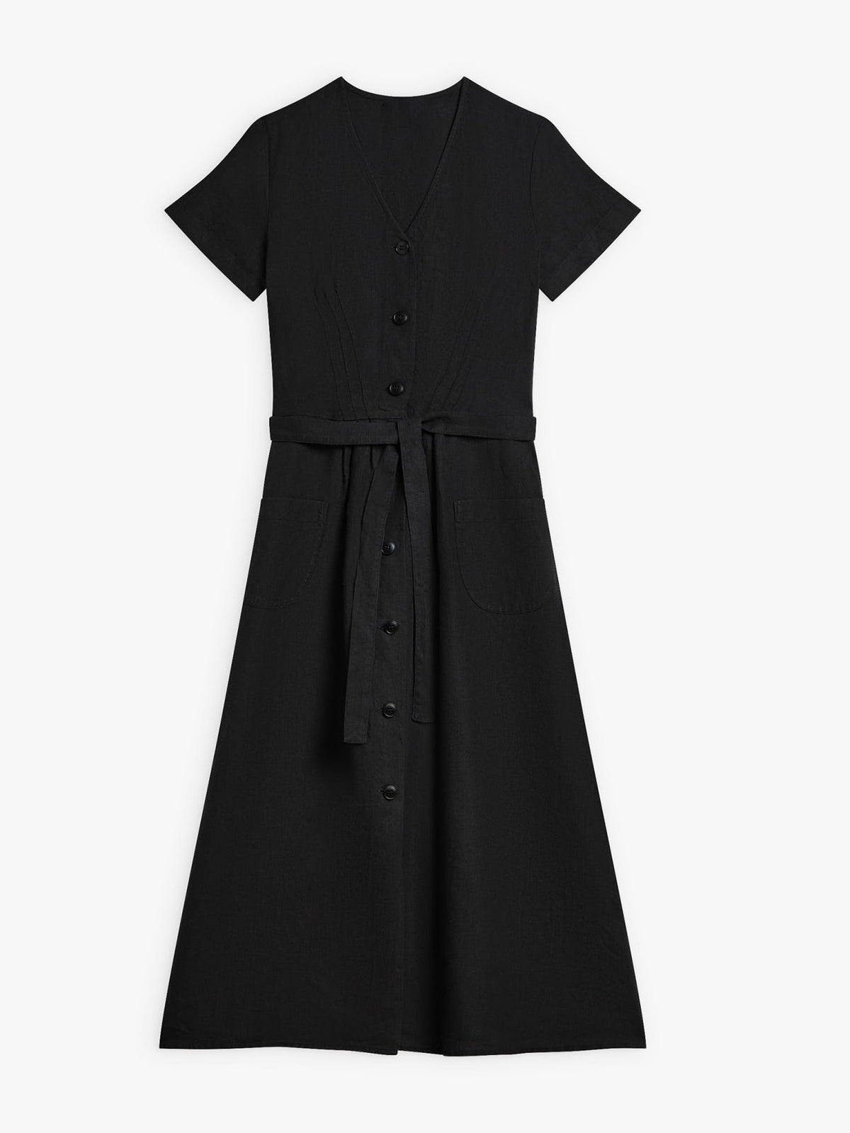 Larui Plus Size Women's Single-Breasted Linen Dress