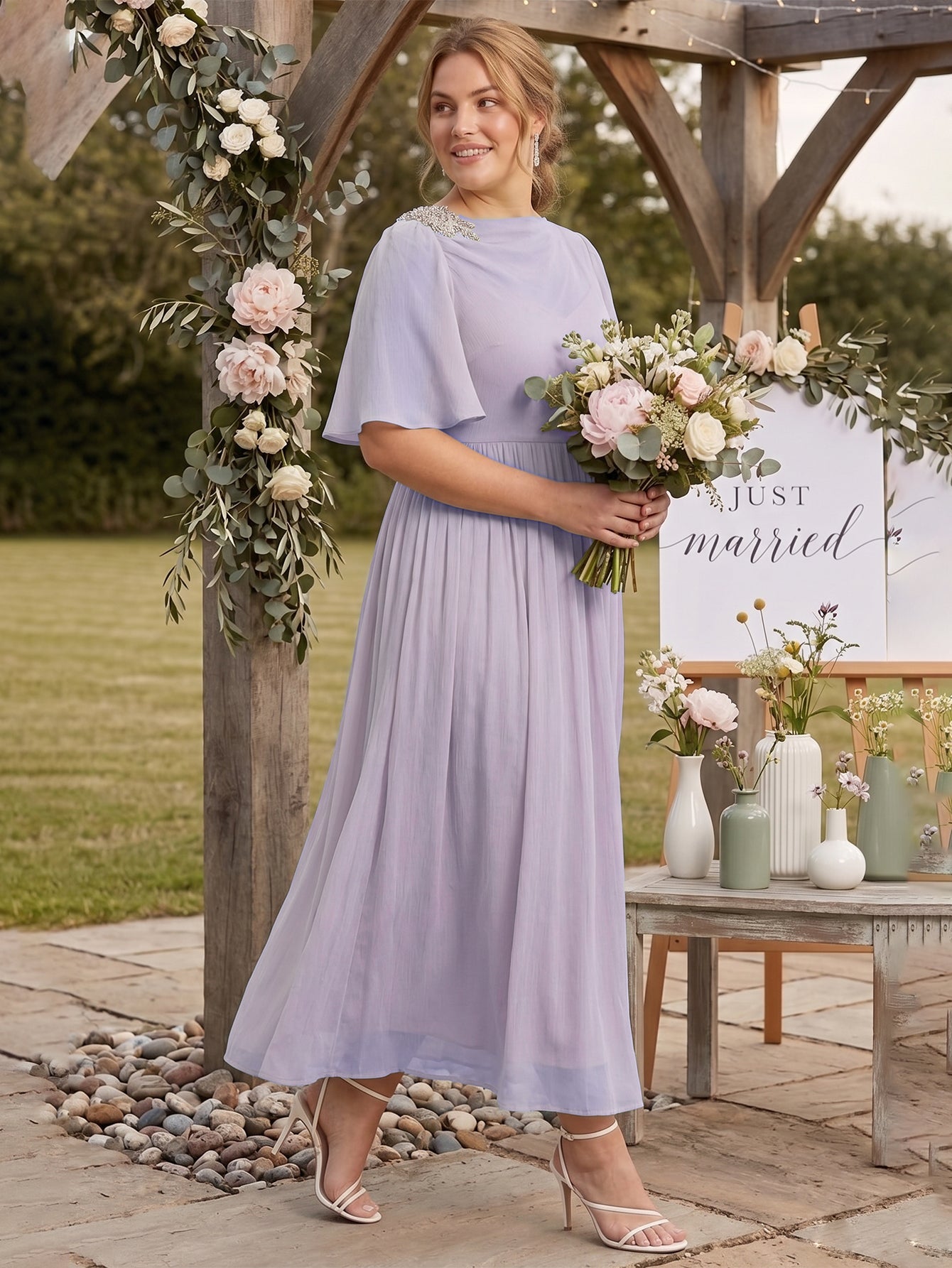 Larui Plus Size Women's Chiffon Dress