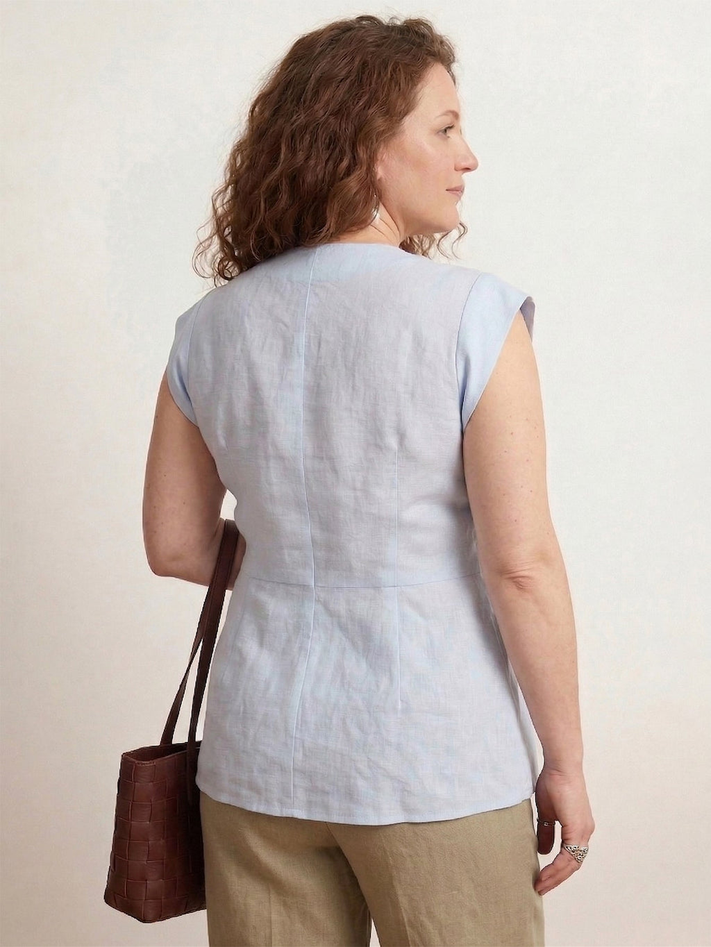 Larui Plus Size Women's Linen Tie-Up Top