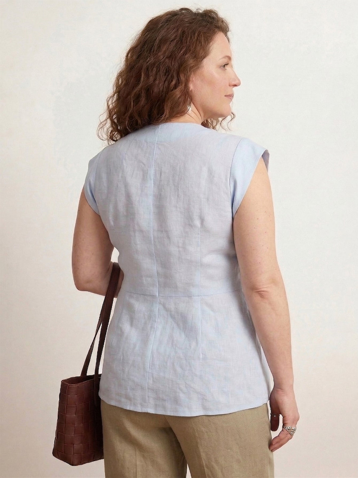 Larui Plus Size Women's Linen Tie-Up Top