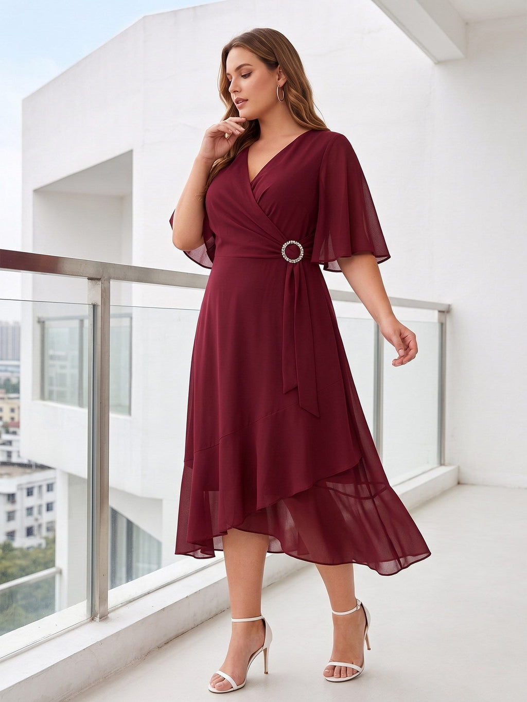 Larui Plus Size Women‘s Chiffon Dress