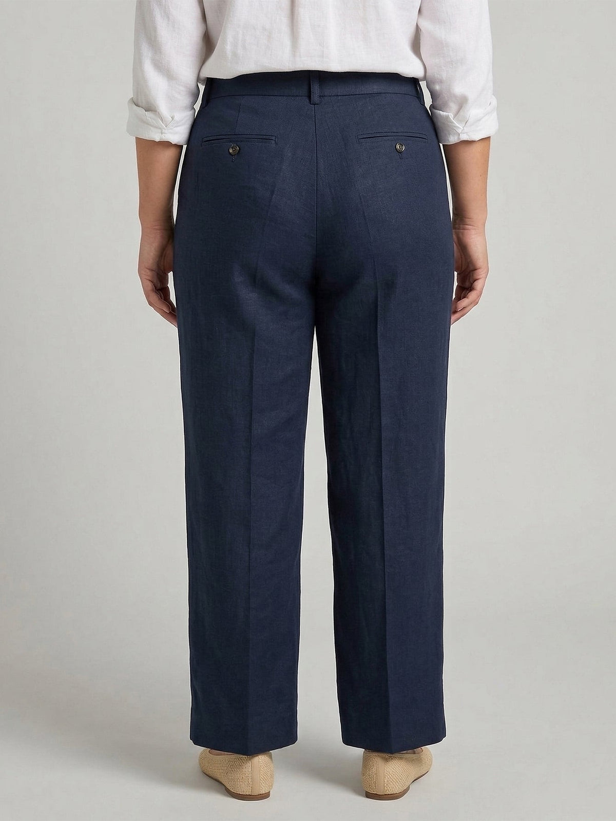 Larui Plus Size Women's Linen Straight-Leg Trousers