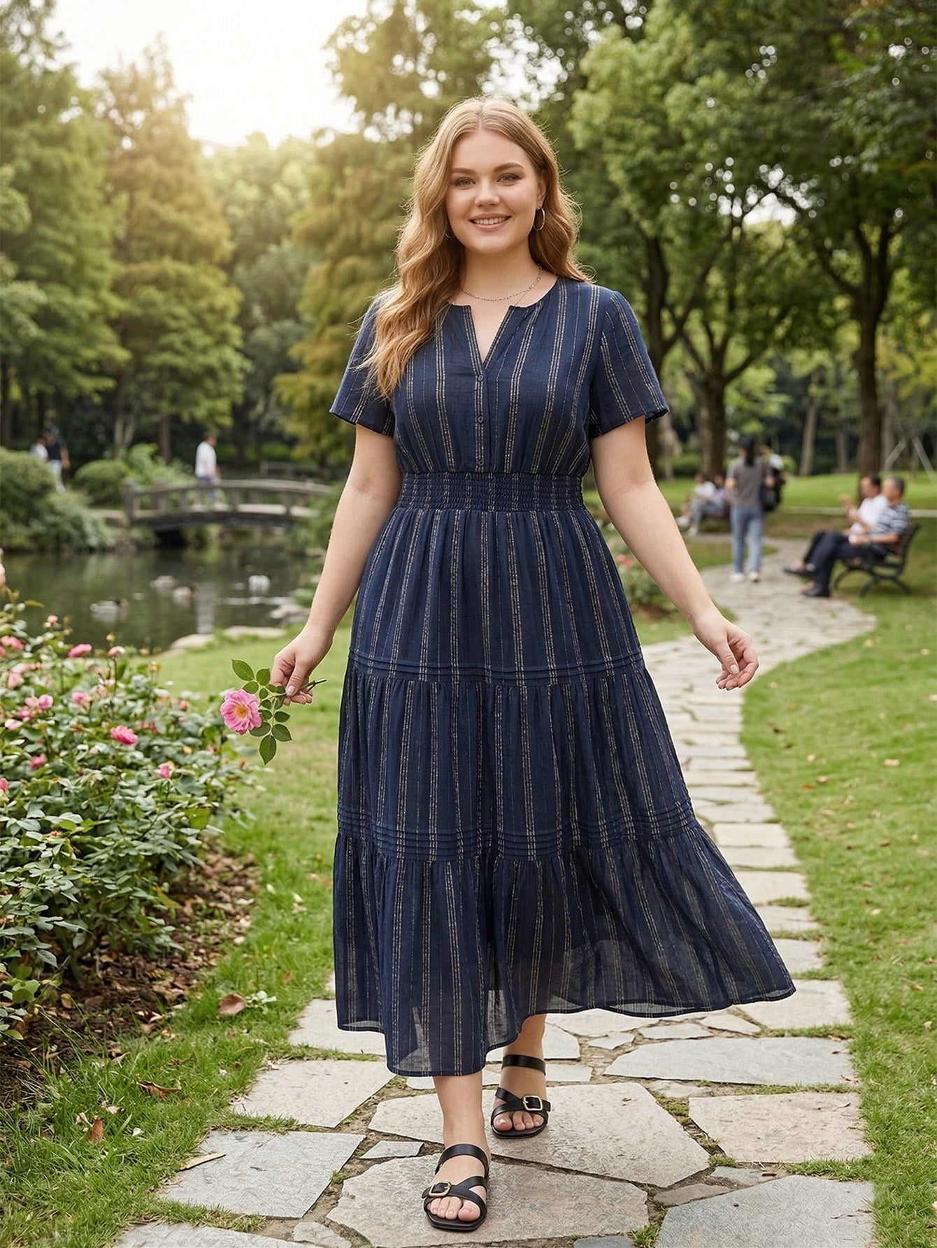 Larui Plus Size Women‘s  Ruffles Dress
