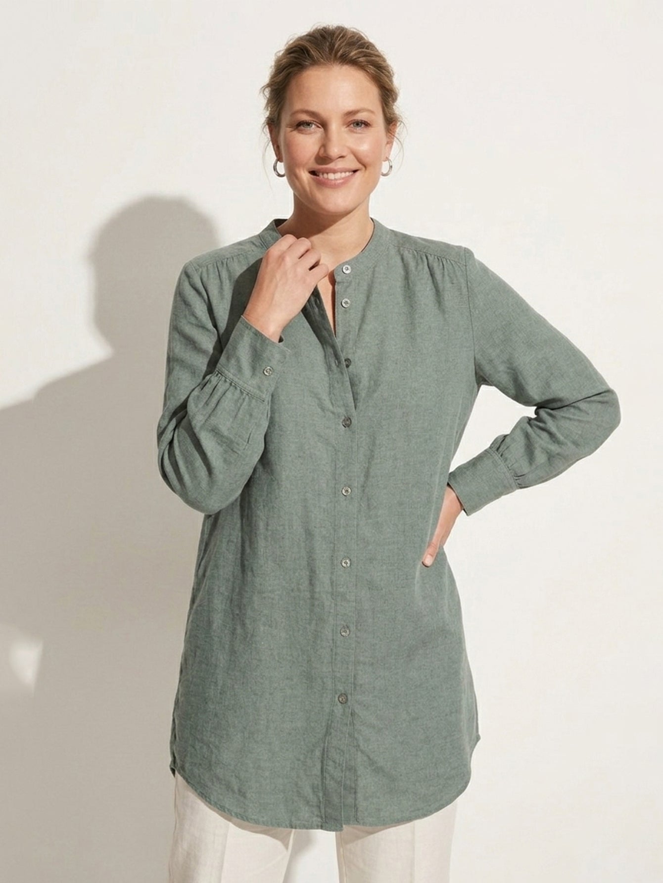 Larui Plus Size Elegant Long Linen Shirt