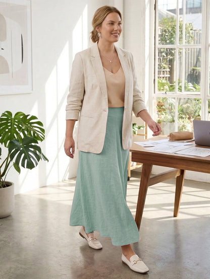 Larui Plus Size Linen A-line Skirt