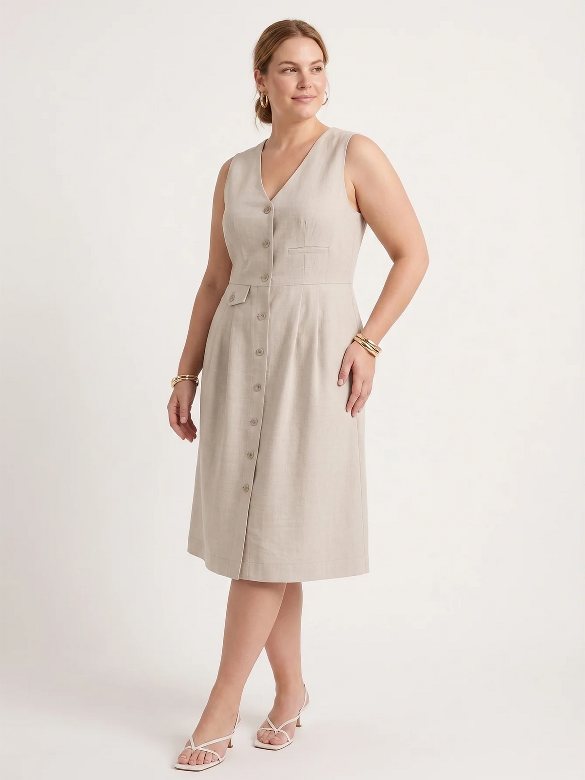 Larui Plus Size Women's Elegant Linen Dress For Commuting