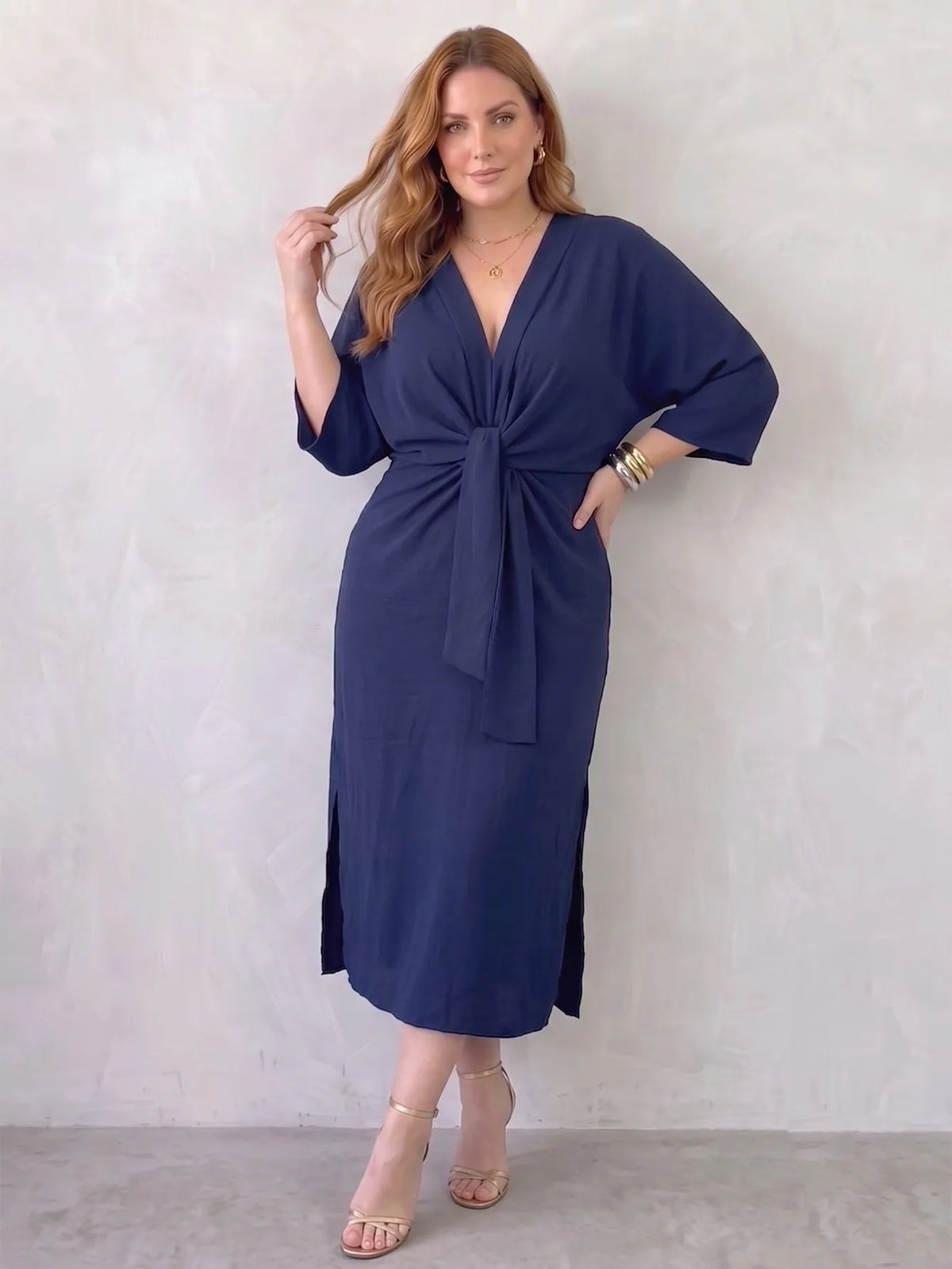 Larui Plus Size Women's Linen Pocket Dress