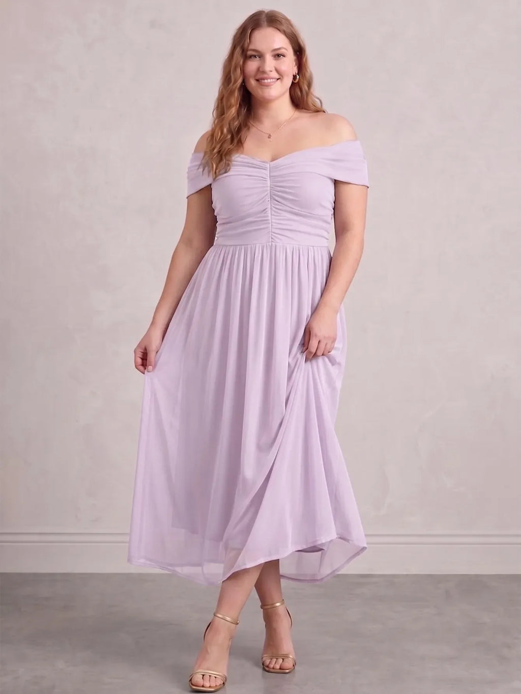 Larui Plus Size Off Shoulder A-Line Dress