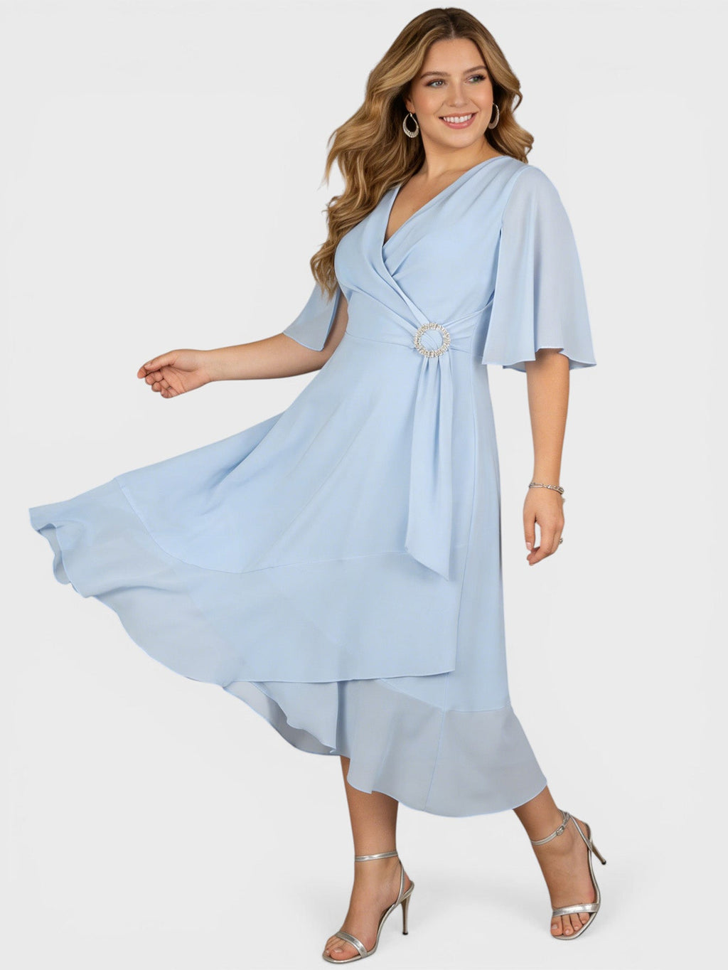 Larui Plus Size Women‘s Chiffon Dress