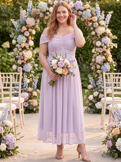 Larui Plus Size Off Shoulder A-Line Dress