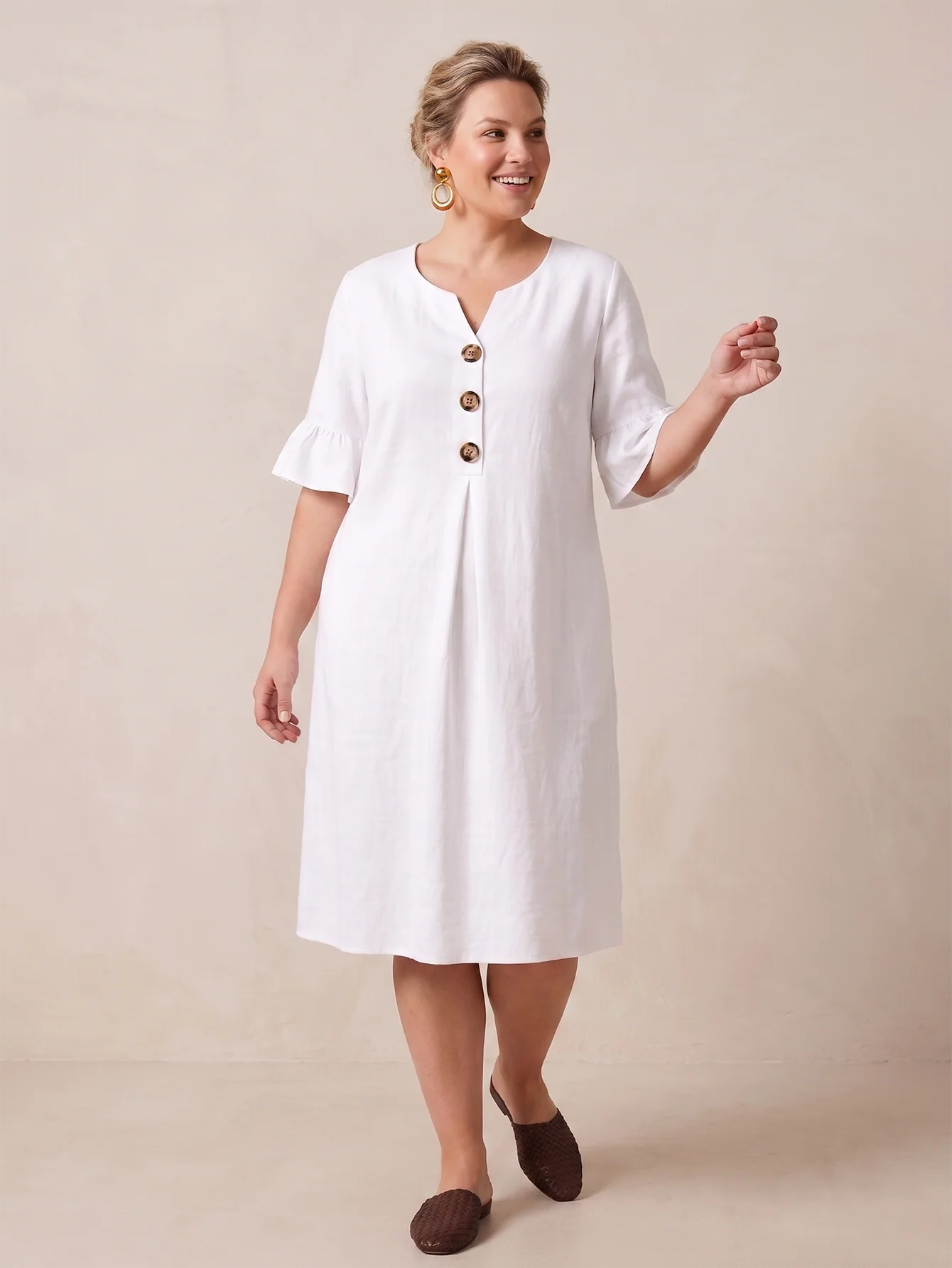 Larui Plus-Size Women's Elegant Casual Pocket Dress