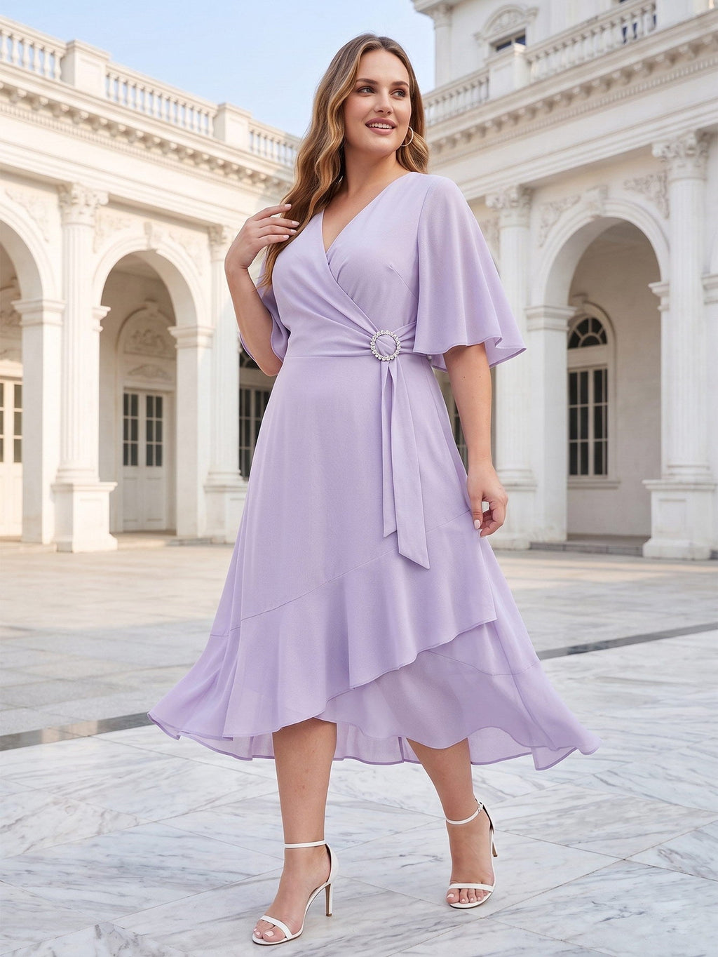 Larui Plus Size Women‘s Chiffon Dress