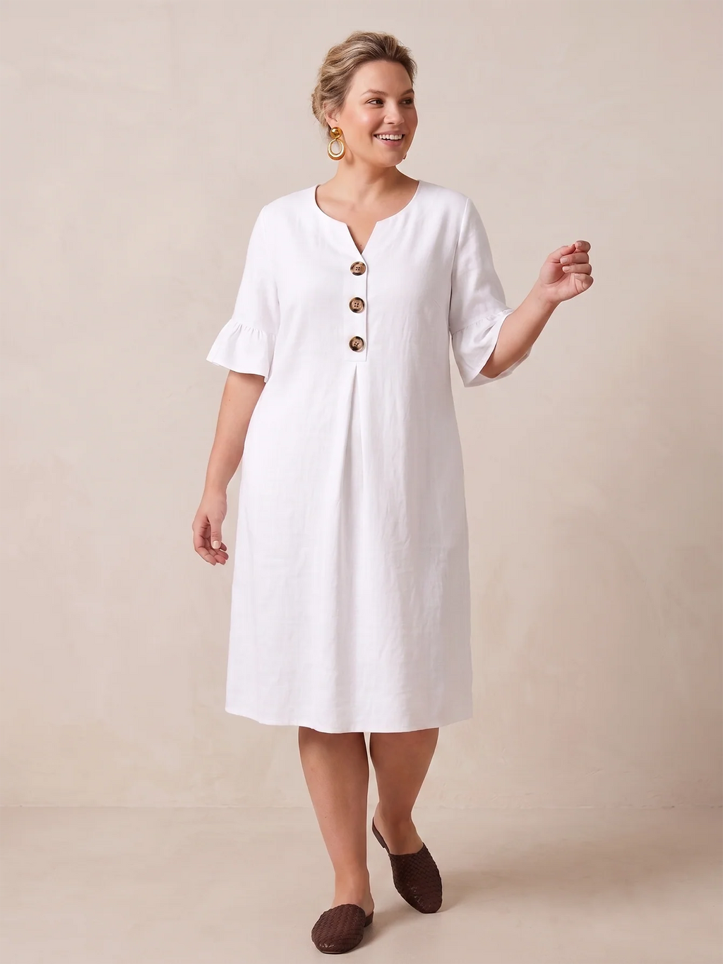 Larui Plus-Size Women's Elegant Casual Pocket Dress