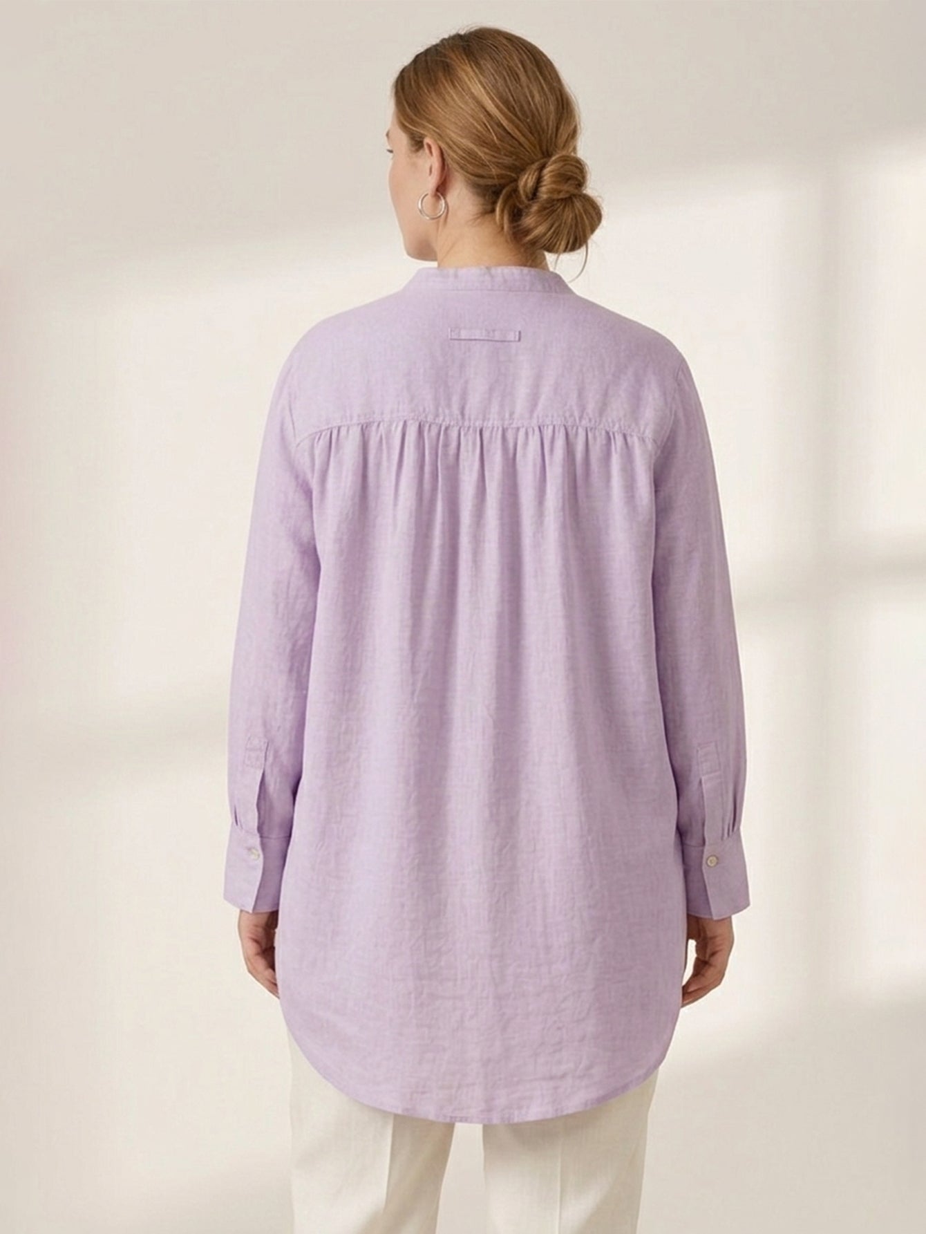Larui Plus Size Elegant Long Linen Shirt