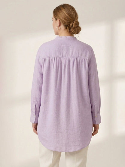 Larui Plus Size Elegant Long Linen Shirt