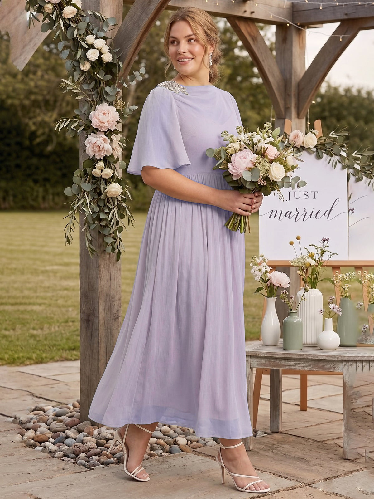 Larui Plus Size Women's Chiffon Dress