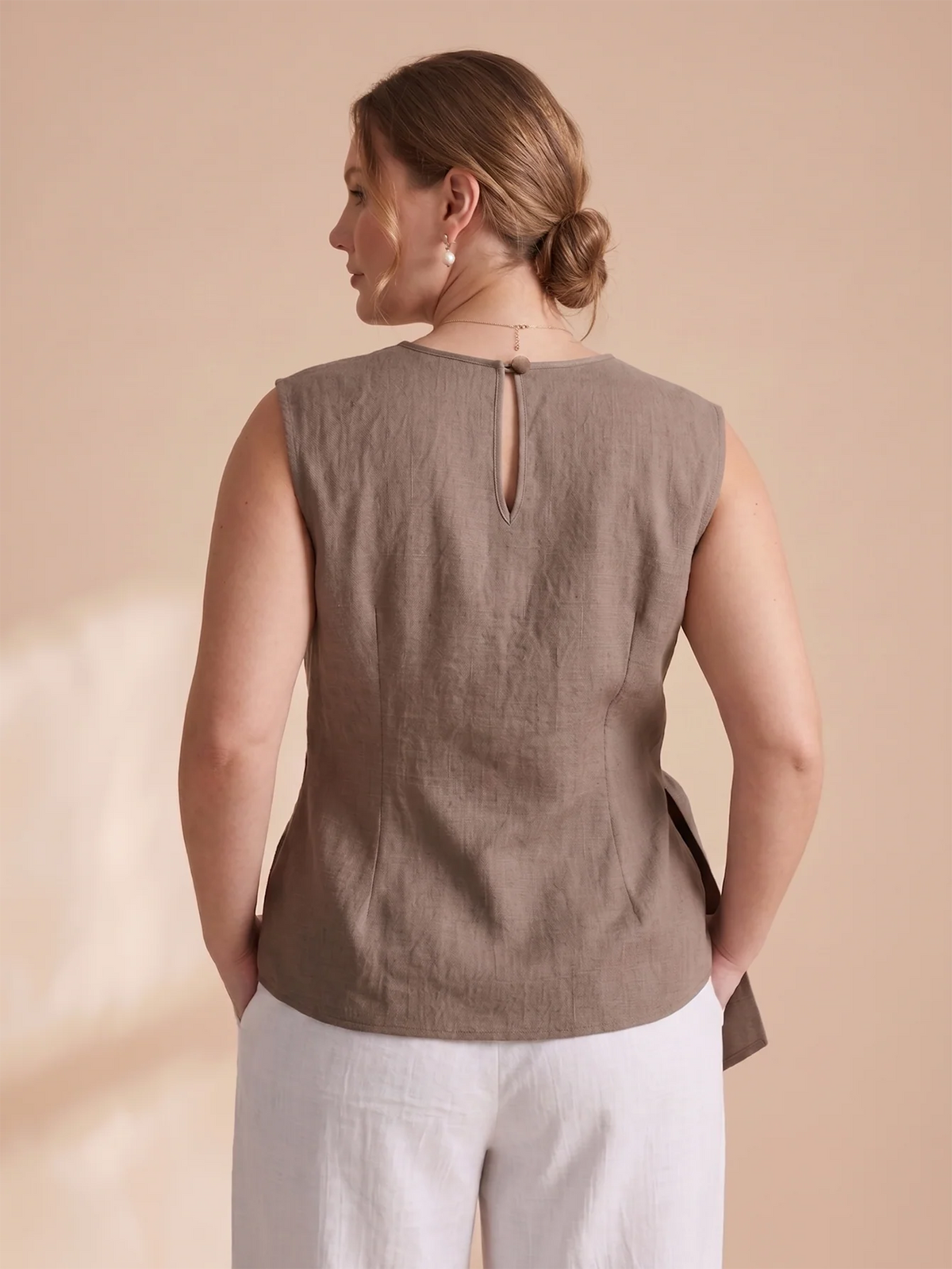Larui Plus Size Women's Linen Irregular Hem Vest Top