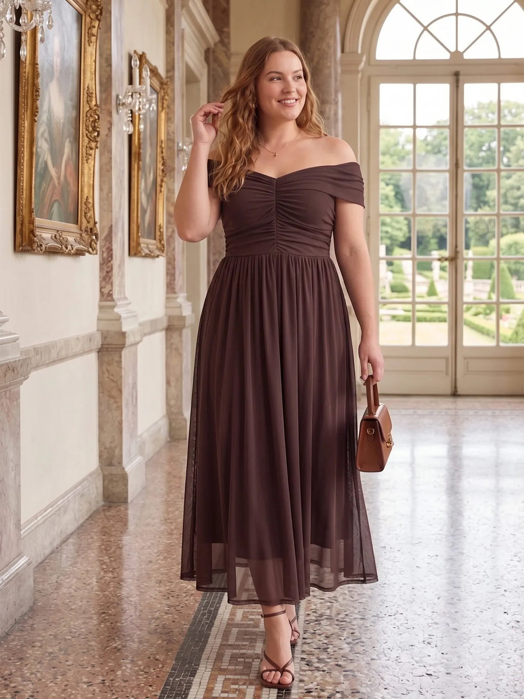 Larui Plus Size Off Shoulder A-Line Dress