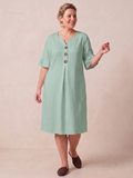 Larui Plus-Size Women's Elegant Casual Pocket Dress