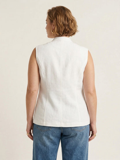 Larui Plus Size Women's Pocket Linen Vest