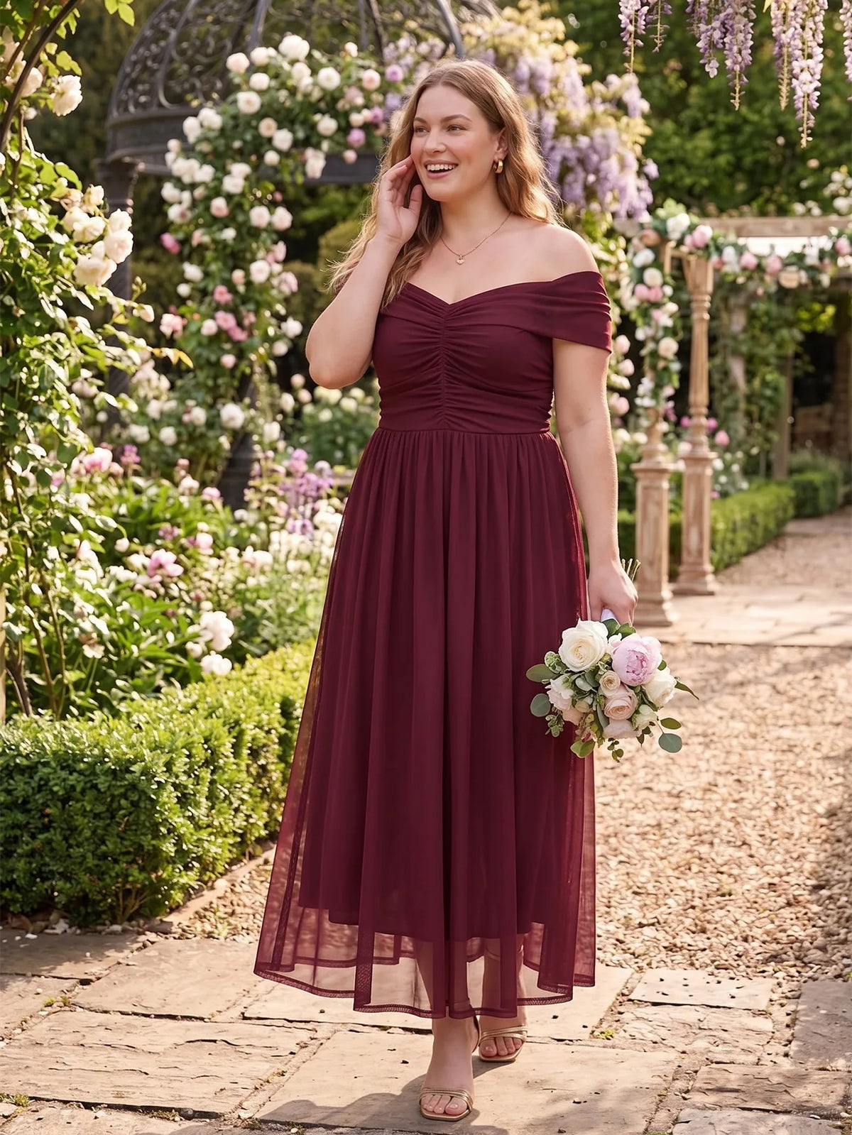 Larui Plus Size Off Shoulder A-Line Dress