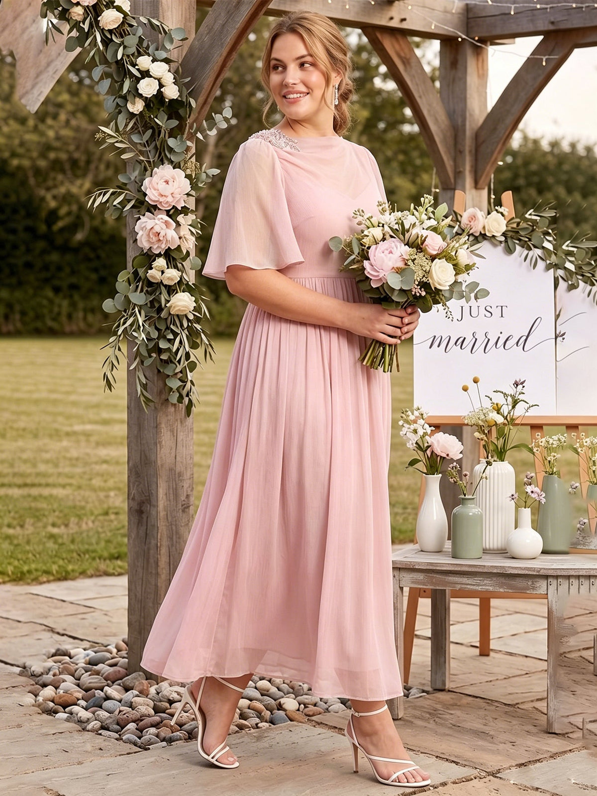 Larui Plus Size Women's Chiffon Dress
