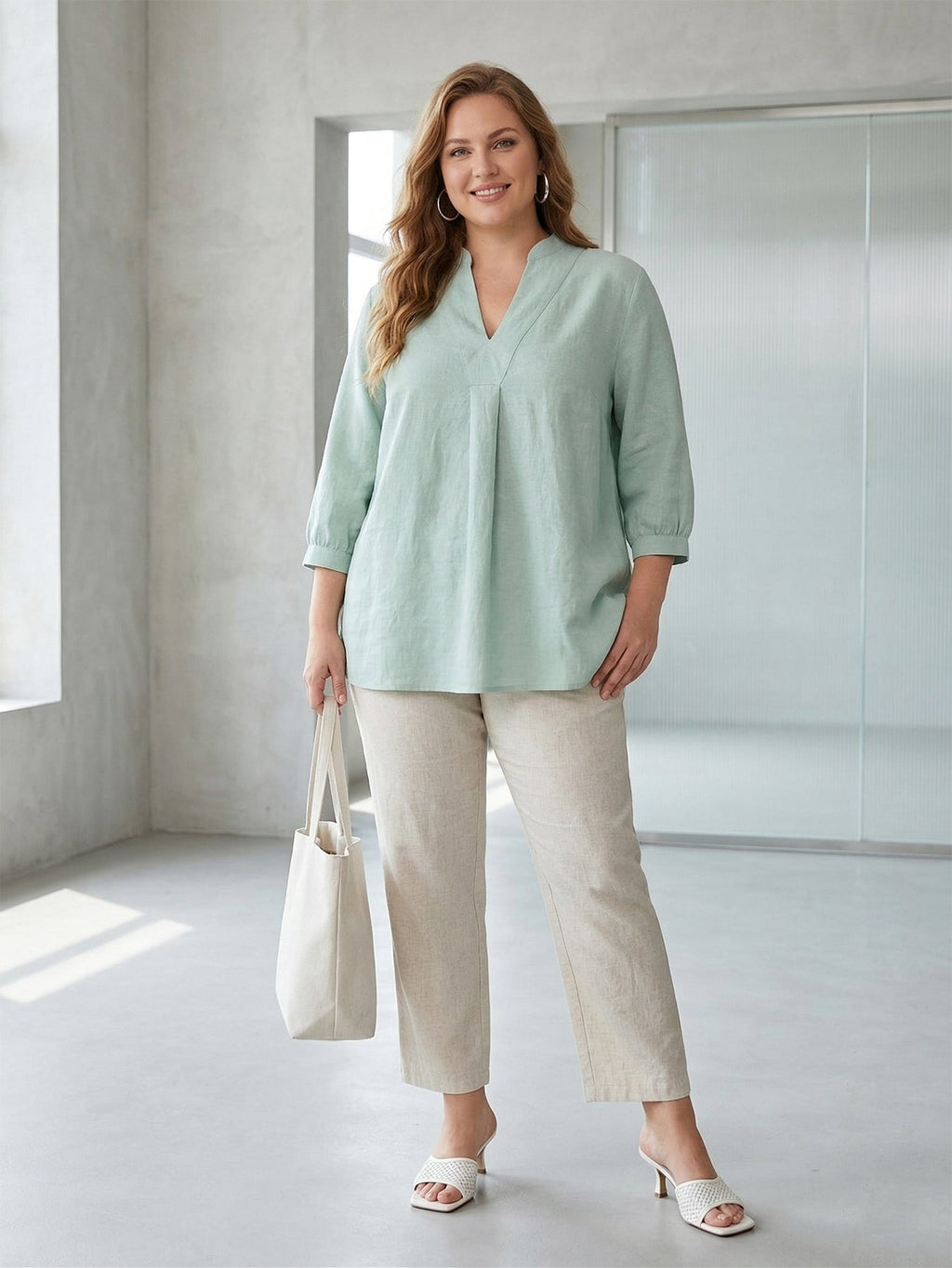 Larui Plus Size Women's Linen Shirt