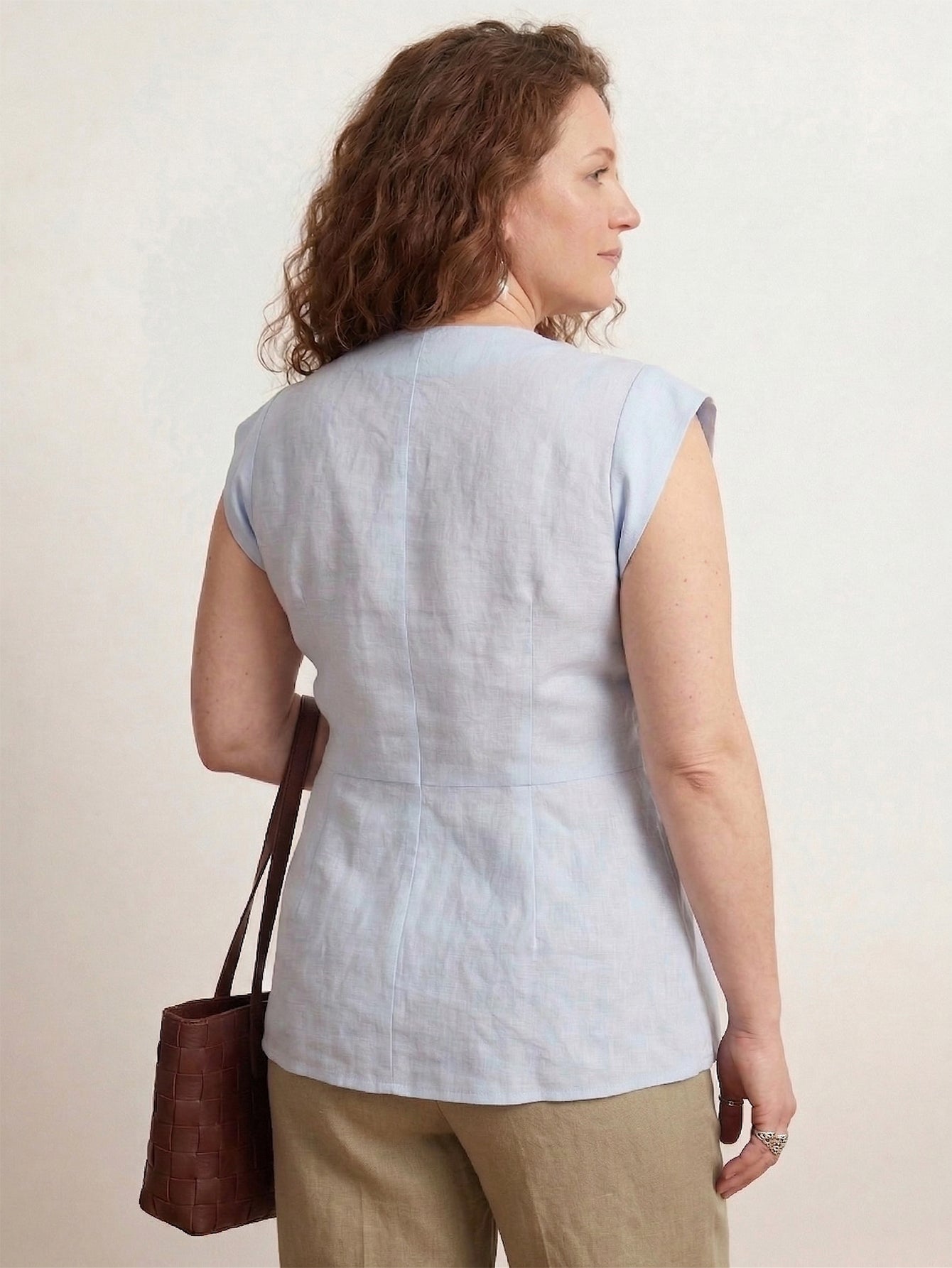 Larui Plus Size Women's Linen Tie-Up Top