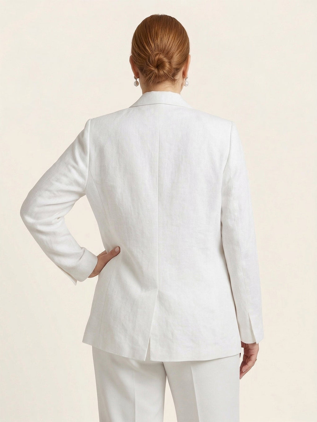 Larui Plus Size Women's Pocket Linen Blazer