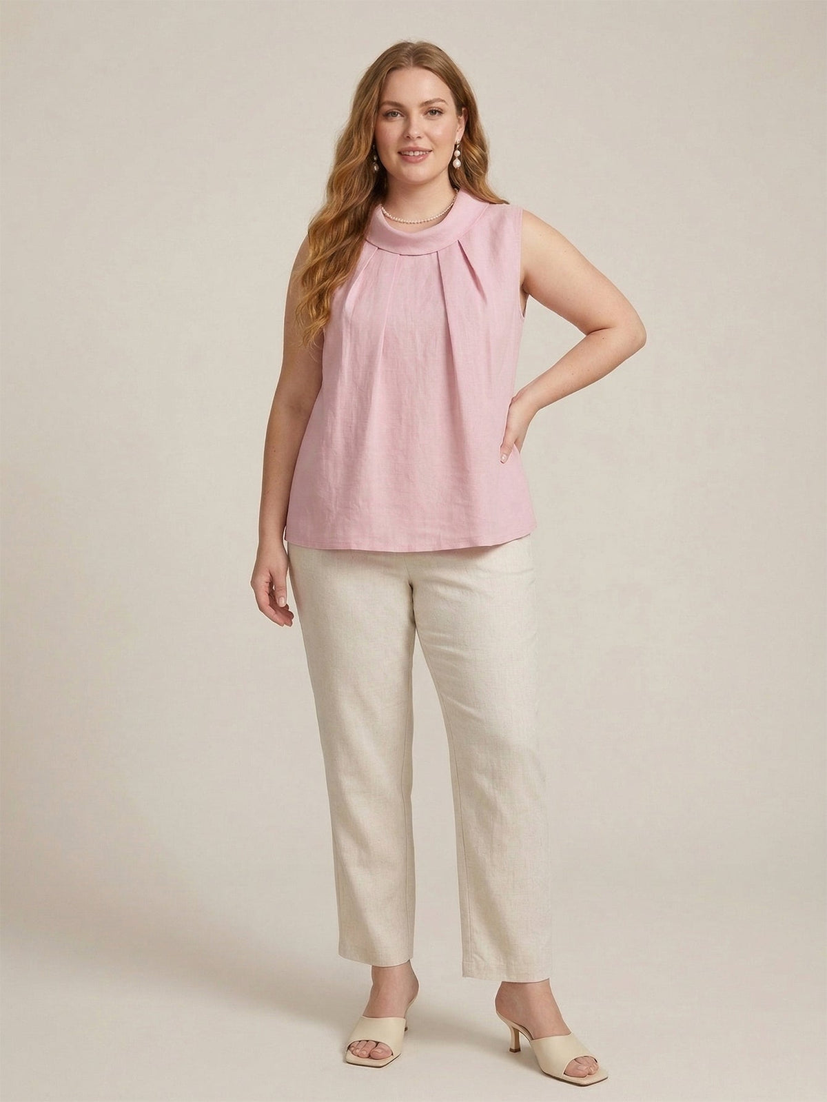 Larui Plus Size Women's Backless Linen Vest