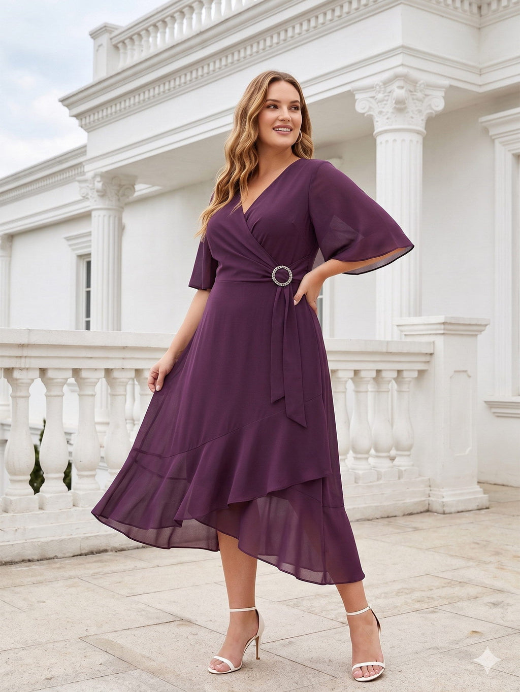 Larui Plus Size Women‘s Chiffon Dress