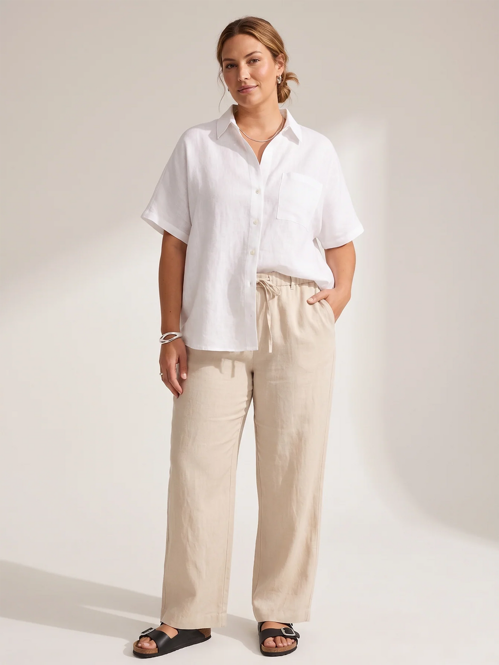 Larui Plus Size Women's Linen Vacation Shirt