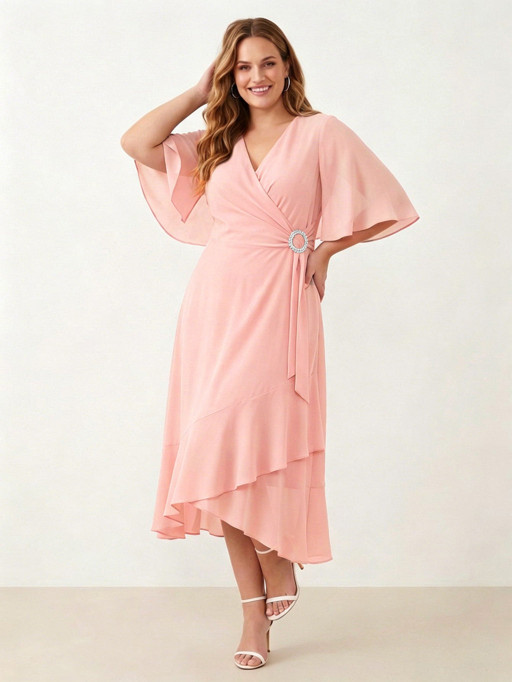 Larui Plus Size Women‘s Chiffon Dress