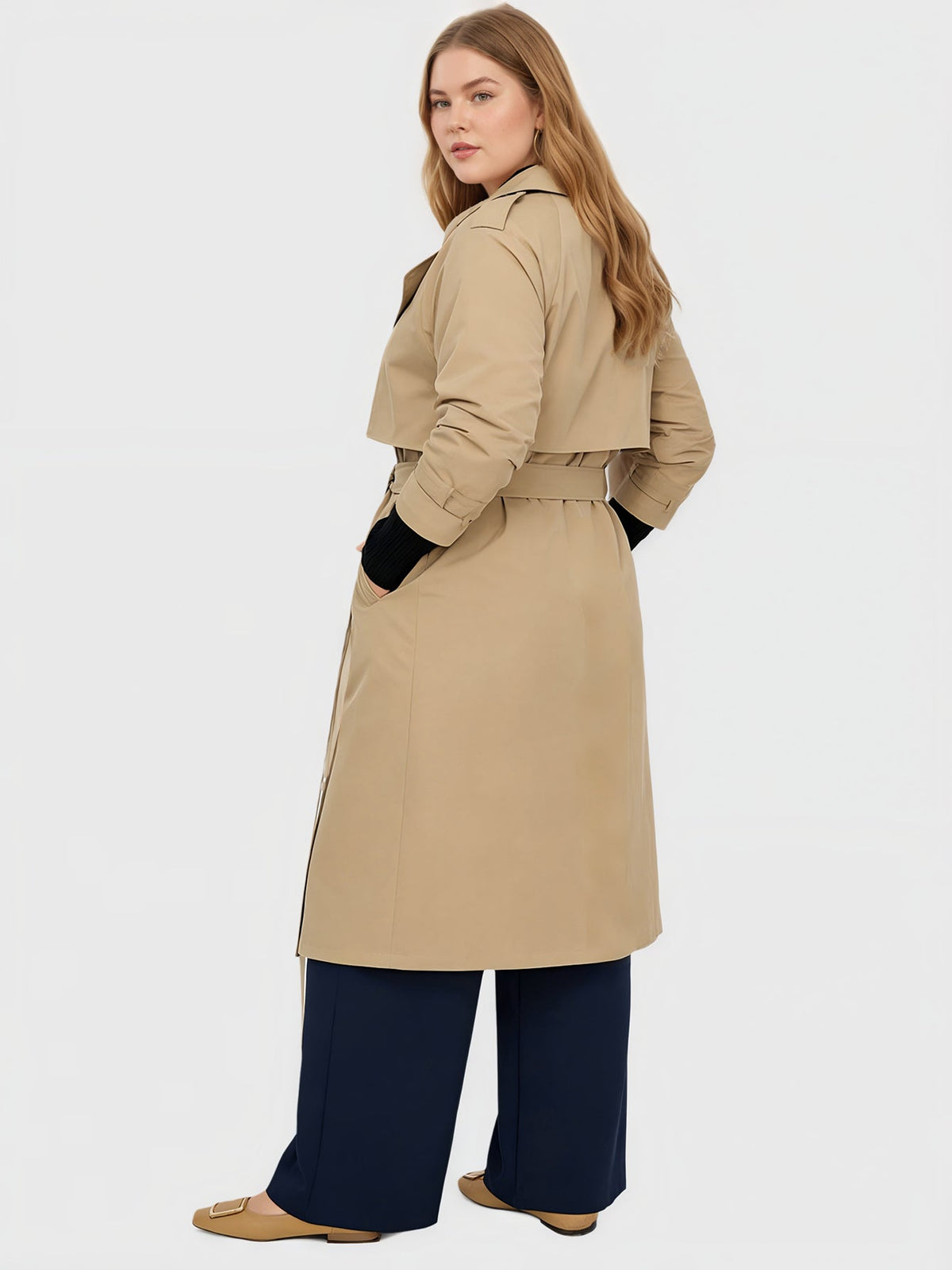 Larui Plus Size Women's Trench Coat