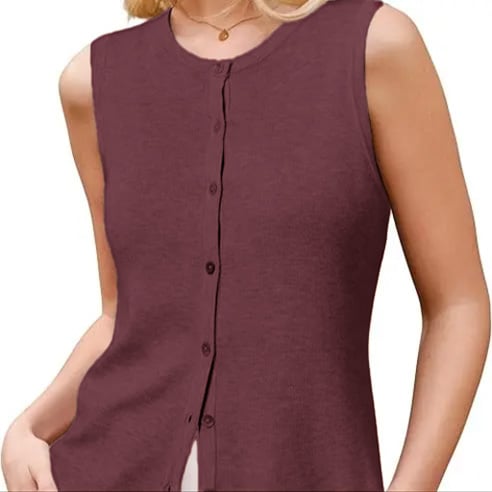 Women's SummerVibes Wool Blend Tank Top Button Down Non See Through Casual Business Outfit 2026